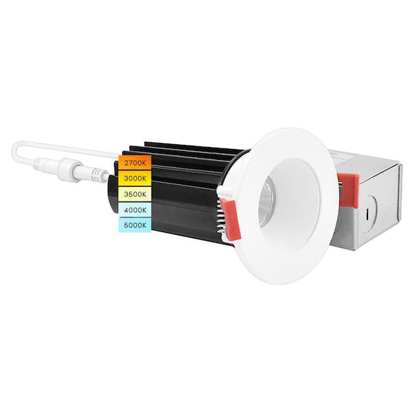 Luxrite 2 Inch LED Recessed Light 5CCT 2700K-5000K 15W 1000LM Dimmable Interchangeable Trim Wet Rated LR23415-1PK - main